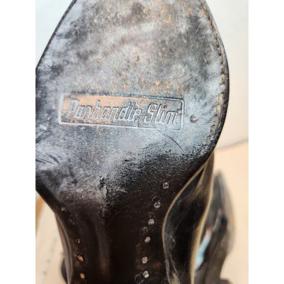 Pardavale Slim Cowboy Boots Men’s 9B Black Leather Handmade Mexico Western - Picture 7 of 9